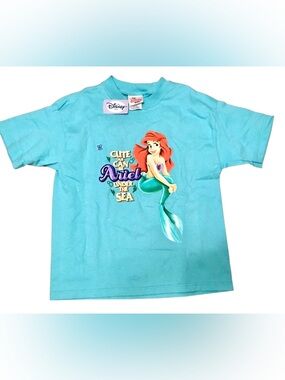 Disney Vintage 90's Girls Youth Medium 6/7 Ariel Editorial Print T Shirt NWT